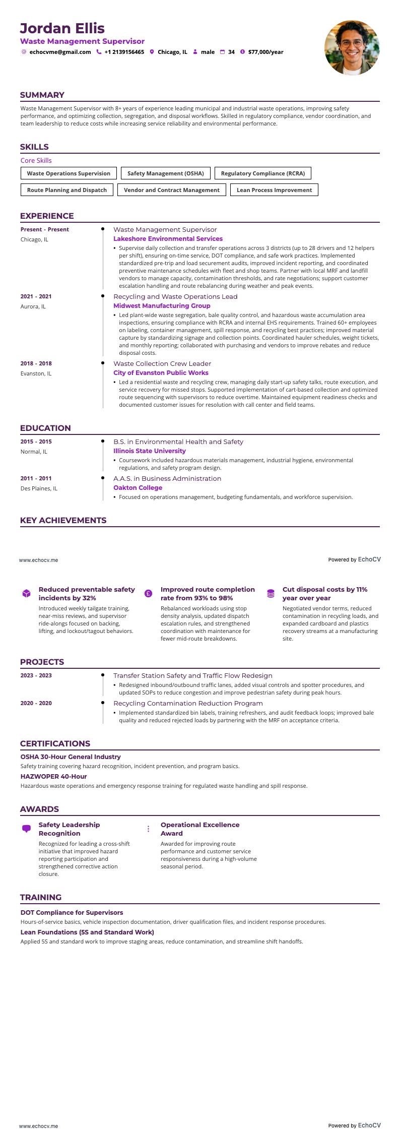 Supervisor de gestión de residuos