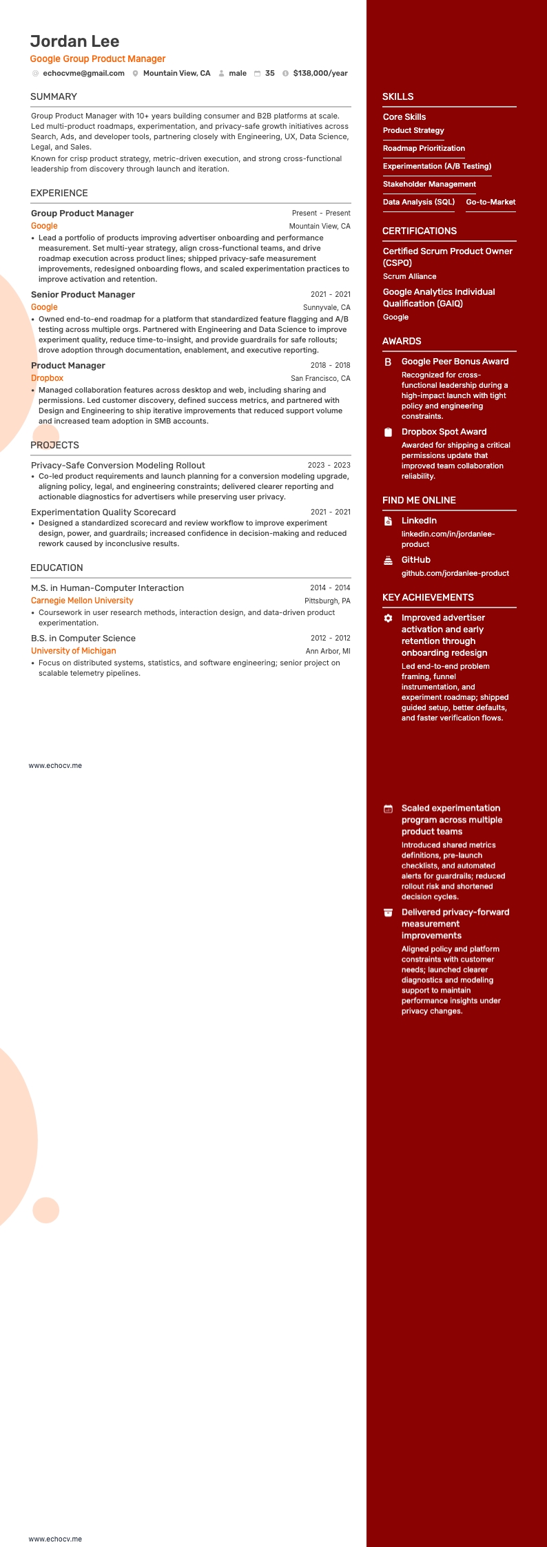 Google Group Product Manager full preview