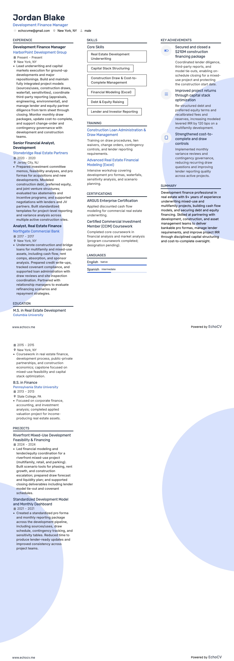 Projectontwikkelaar resume example