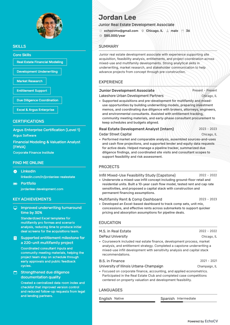 Nhà phát triển bất động sản resume example