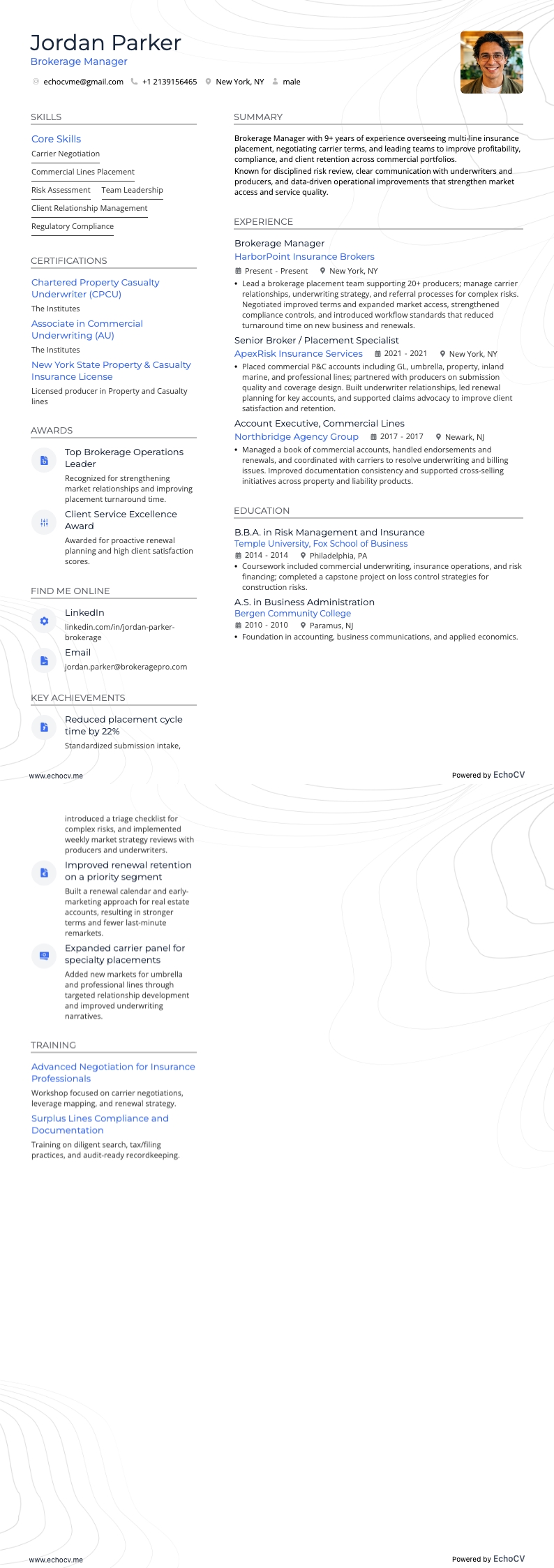 Courtier resume example