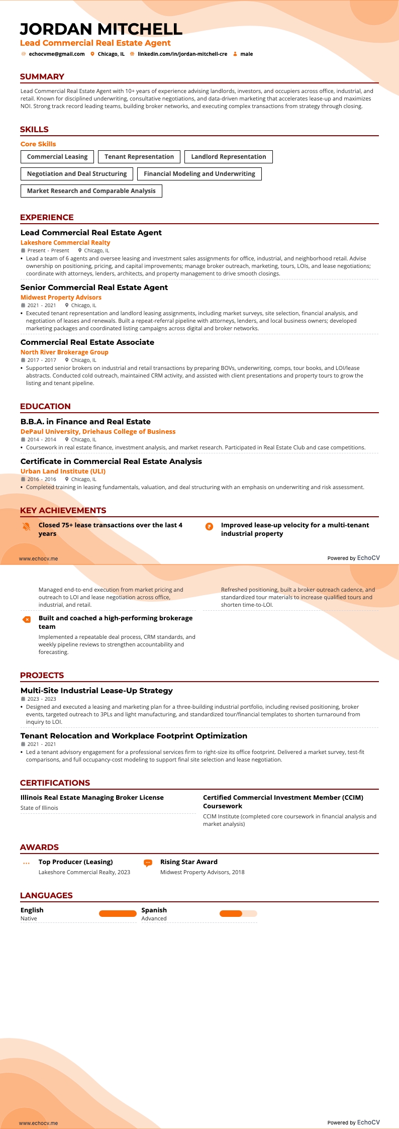 Lead Commercial Real Estate Agent full preview