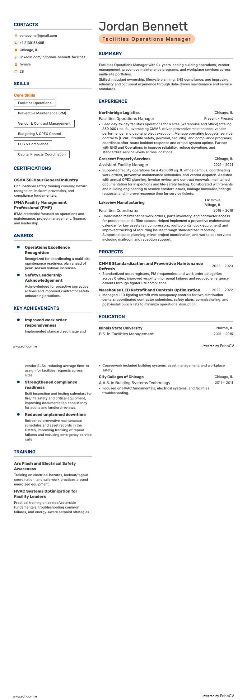 Facilities Operations Manager full preview