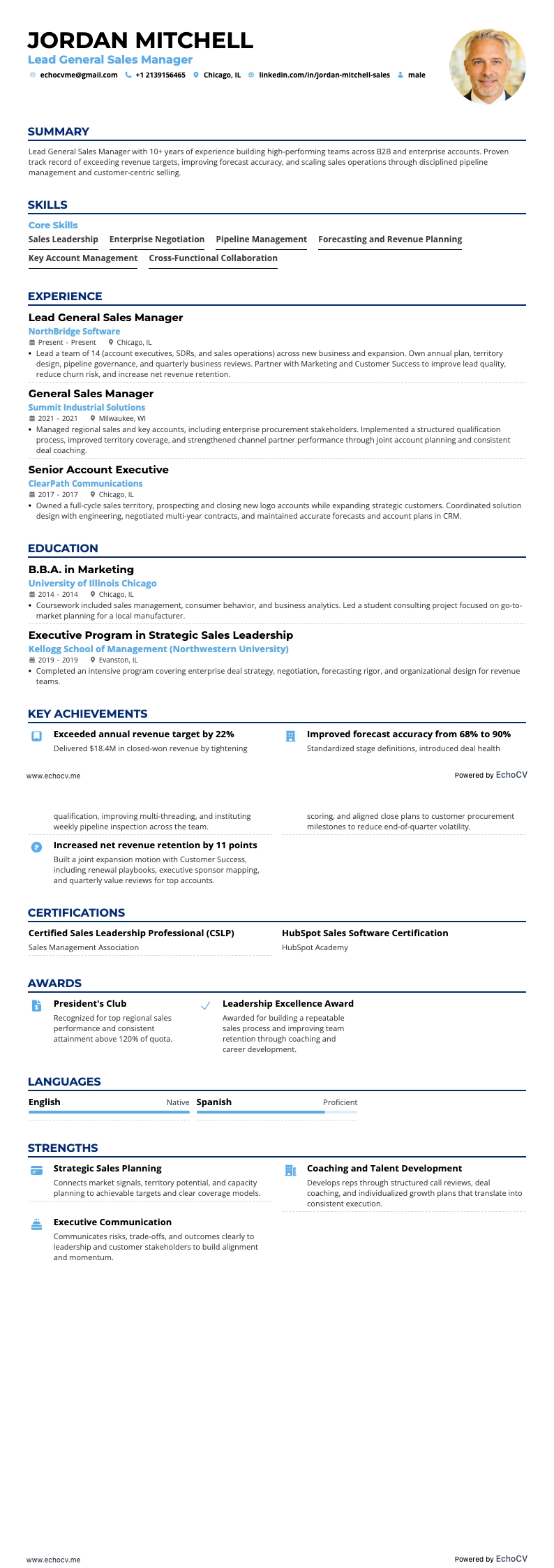 Aperçu complet de Directeur commercial général principal