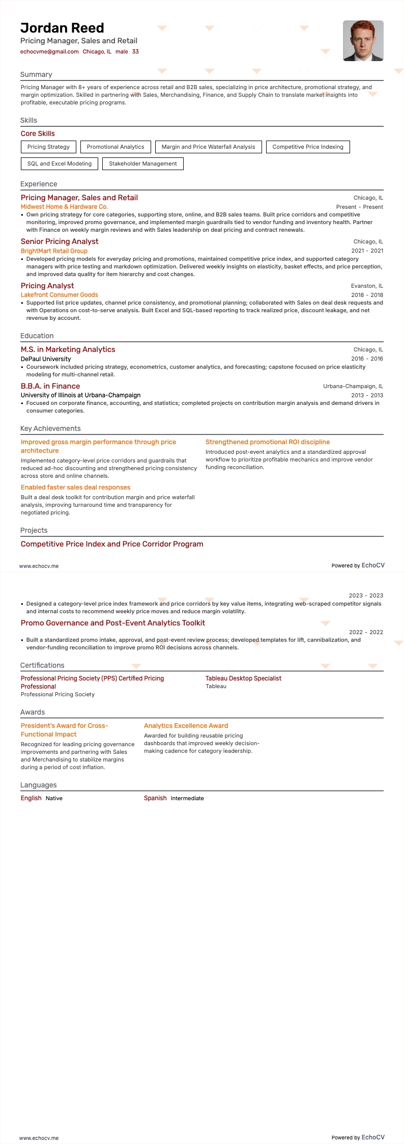 Vista previa completa de Gerente de Precios, Ventas y Retail