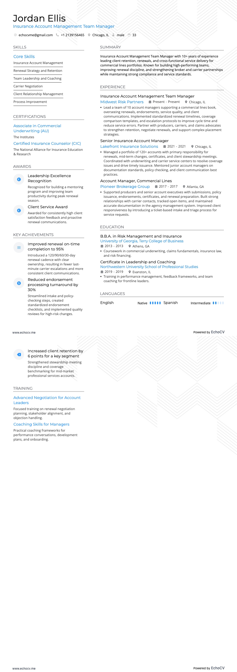 Teammanager Verzekeringsaccountbeheer volledige voorbeeldweergave