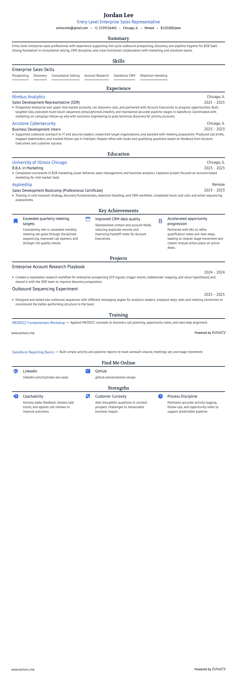Enterprise-säljrepresentant på ingångsnivå full förhandsvisning