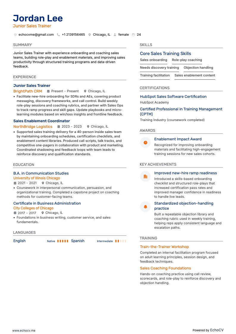 Junior säljtränare full förhandsvisning