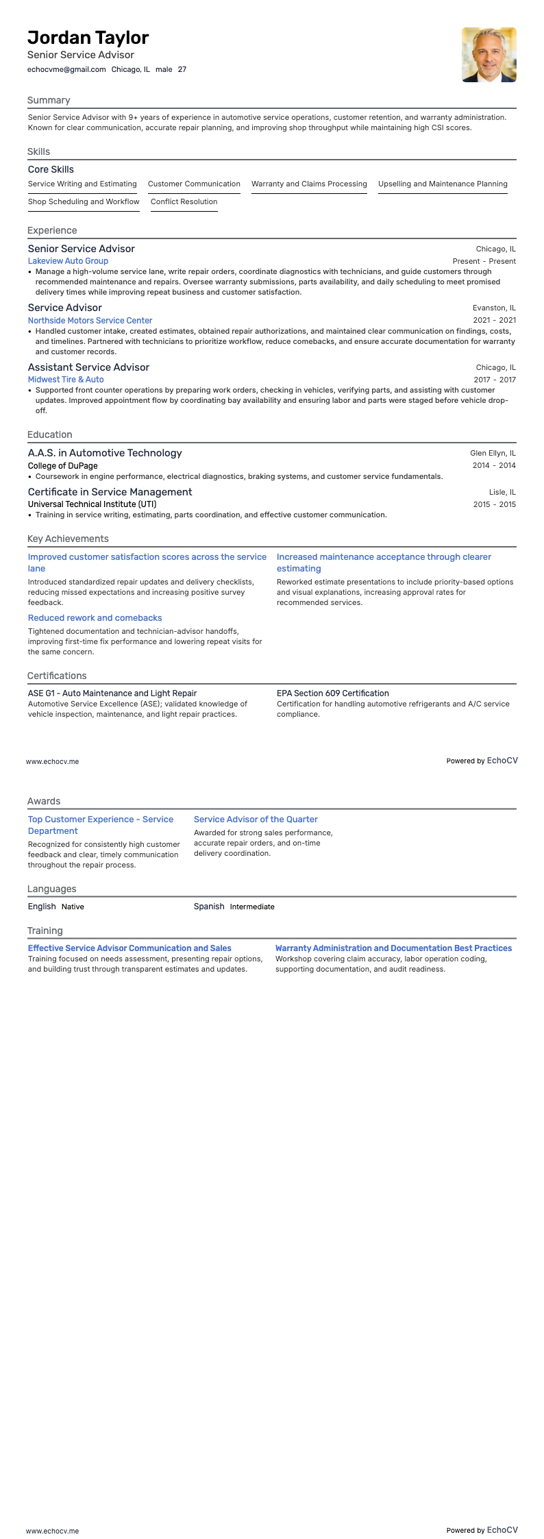 Senior Service Advisor full preview