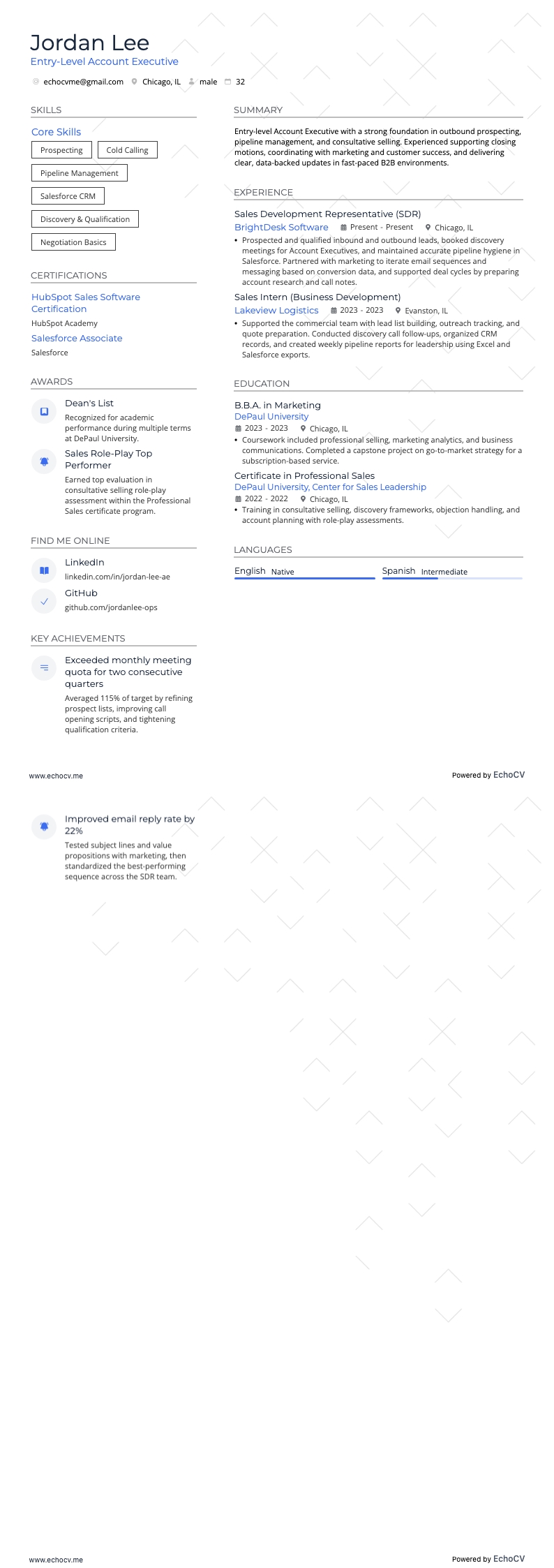 Junior account executive example resume
