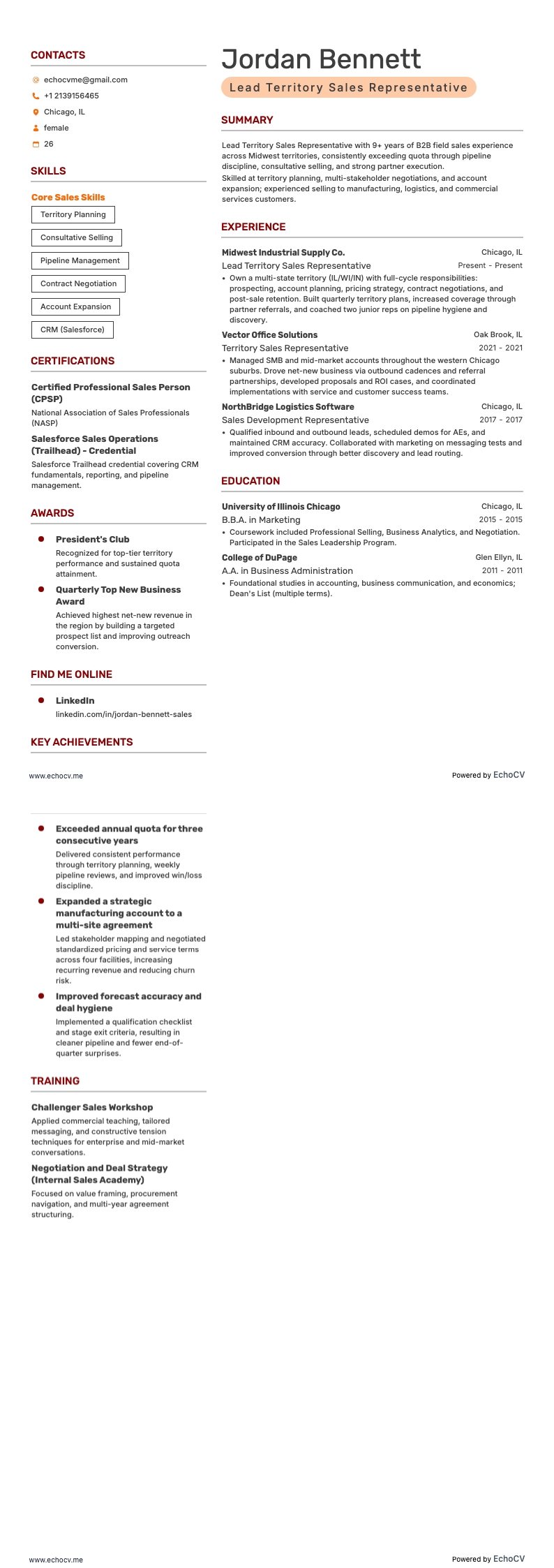 Lead Territory Sales Representative full preview