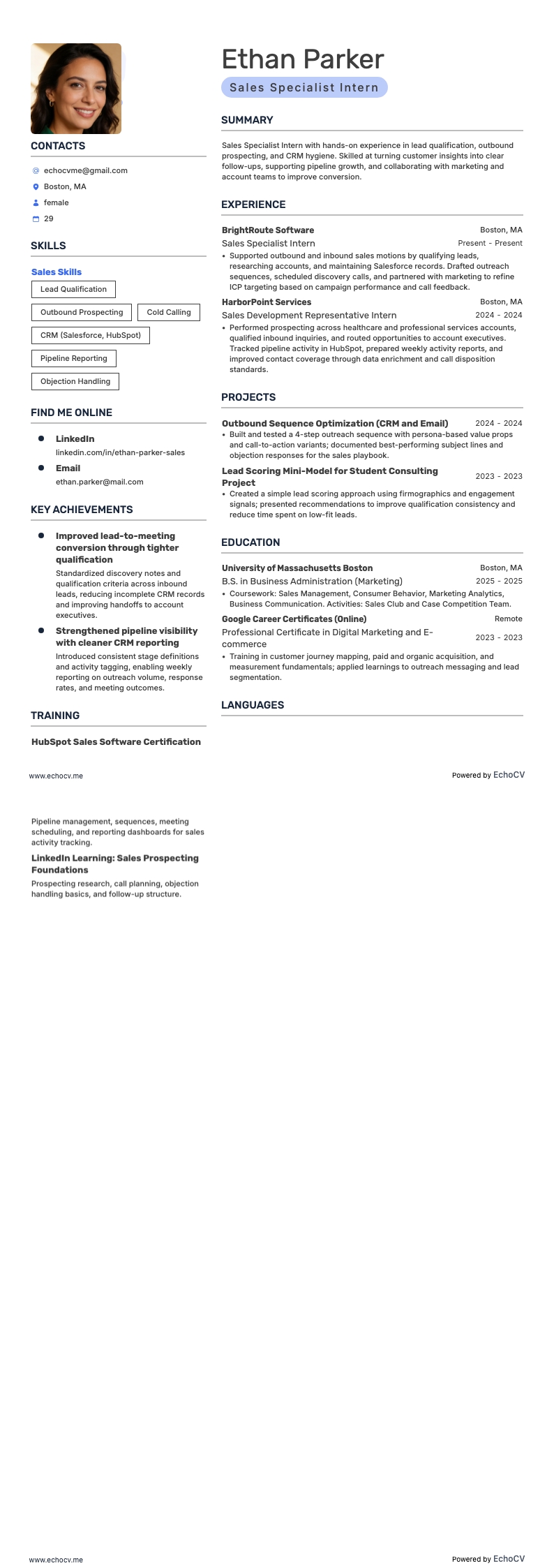 Becario especialista en ventas