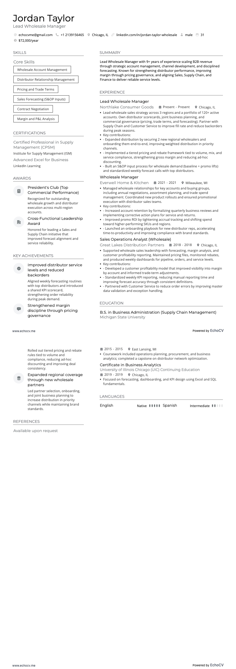 Lead Wholesale Manager full preview