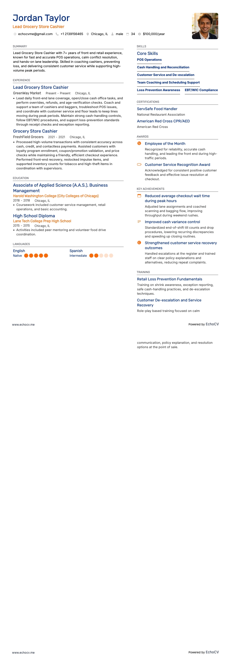 Lead Grocery Store Cashier full preview