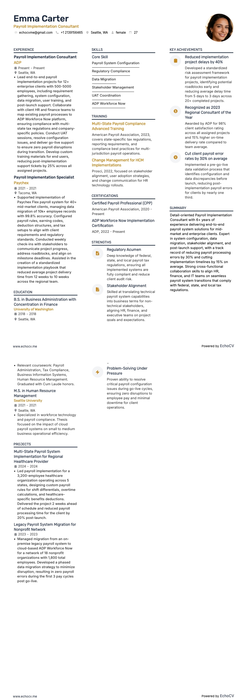 Konsult inom löneimplementering example resume