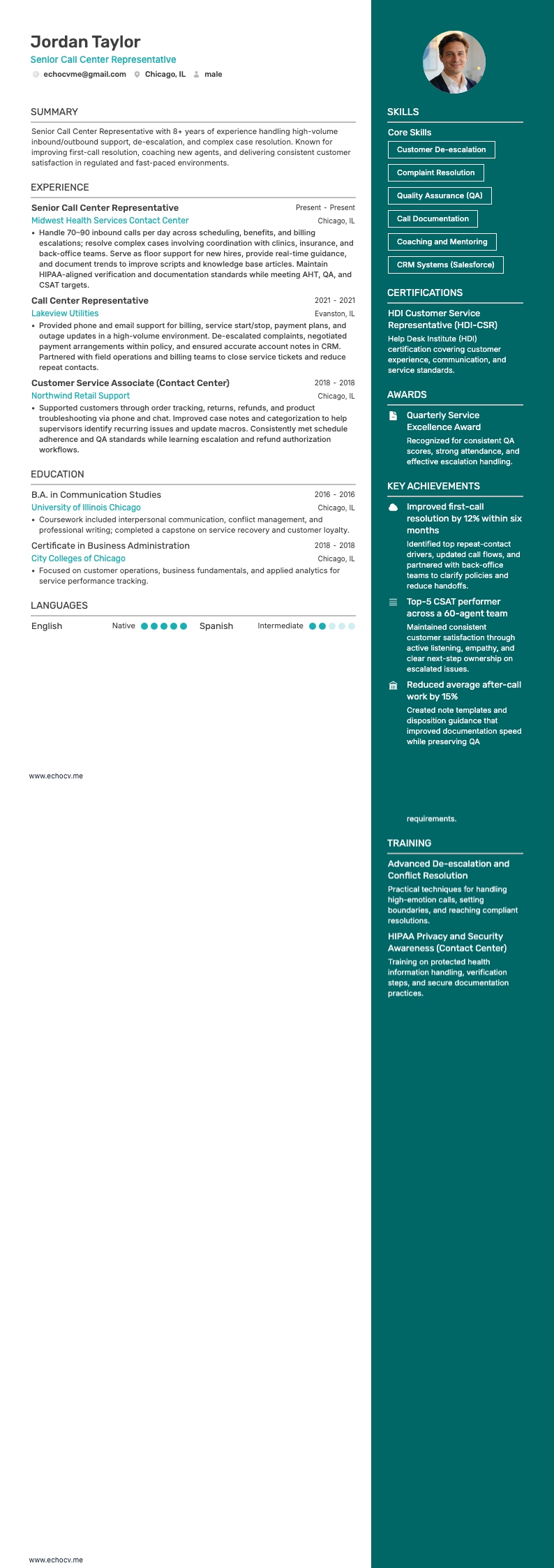 Senior Call Center Representative full preview