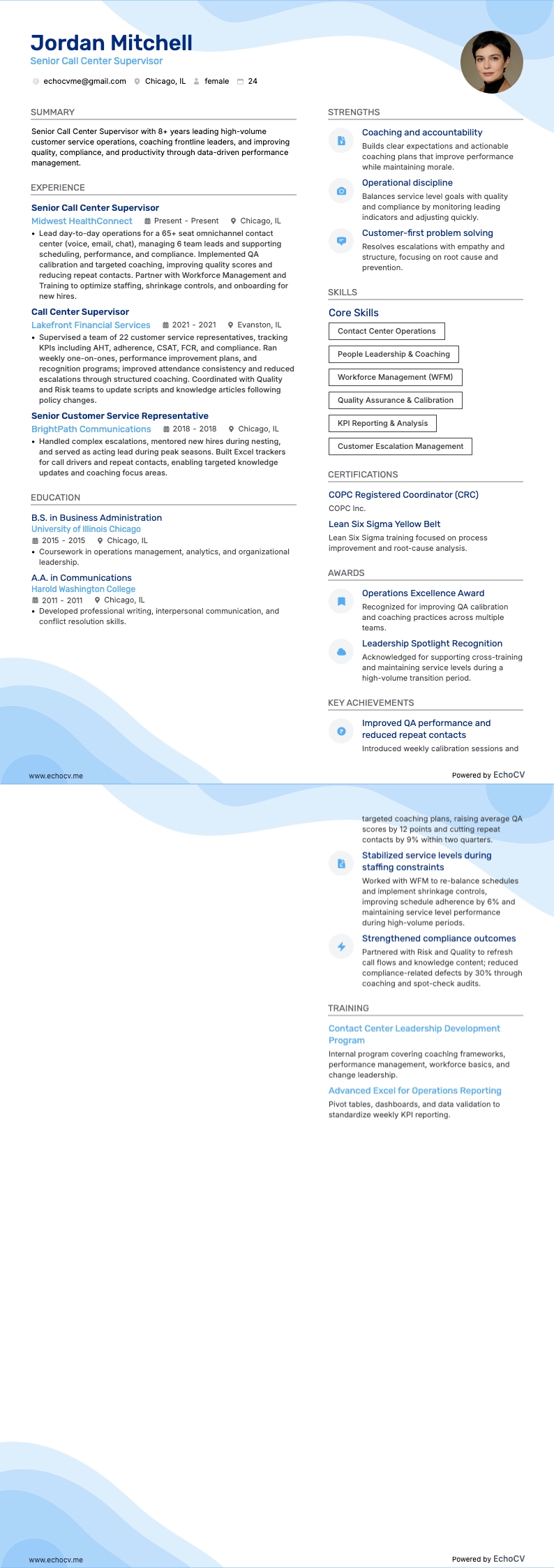 Senior Call Center Supervisor full preview