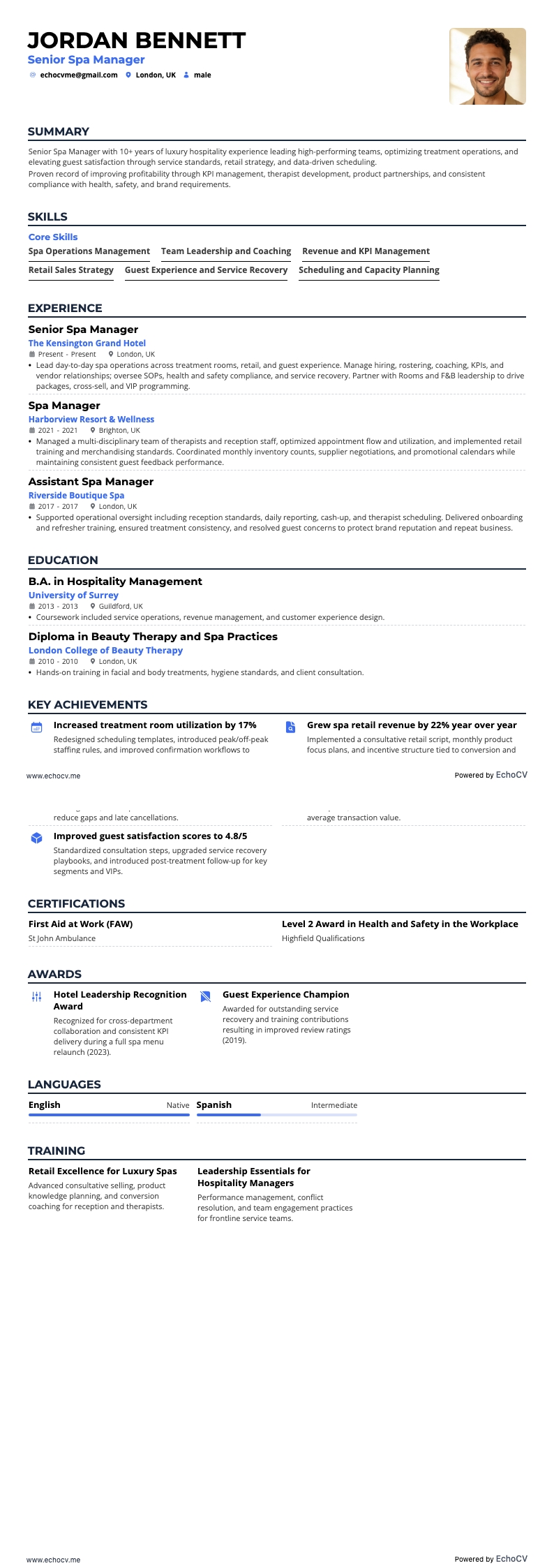 Senior Spa Manager full preview