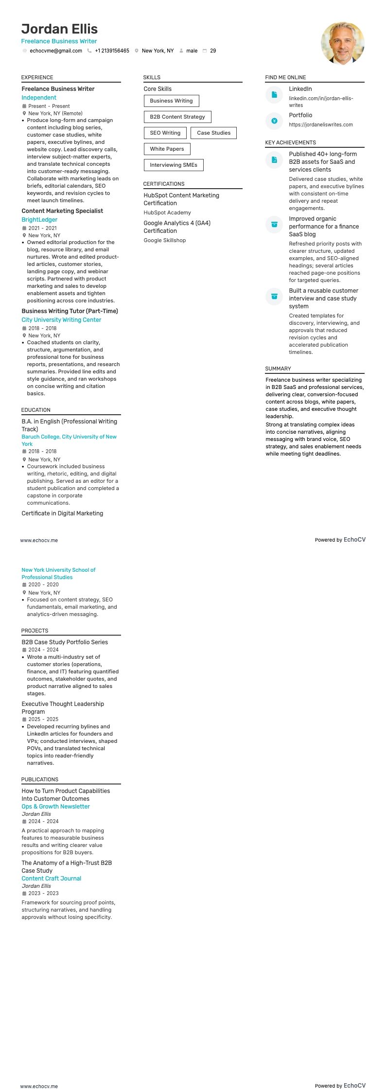 Redator de negócios freelancer