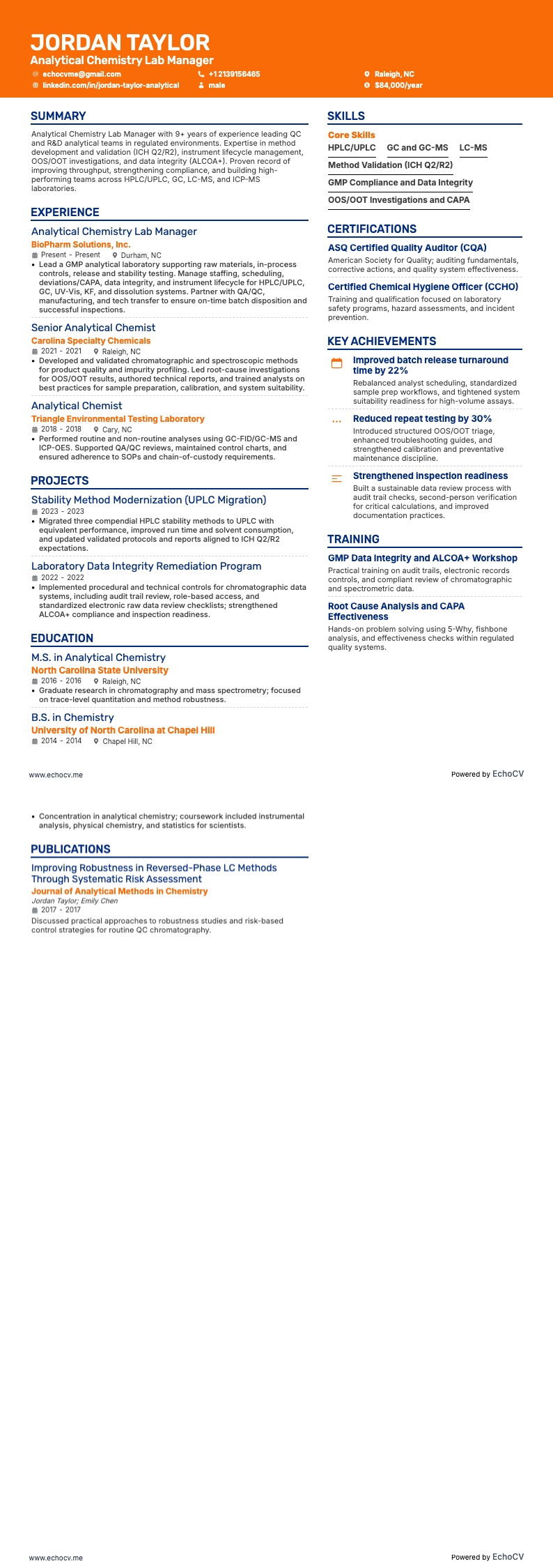 Prévia completa de Gerente de Laboratório de Química Analítica