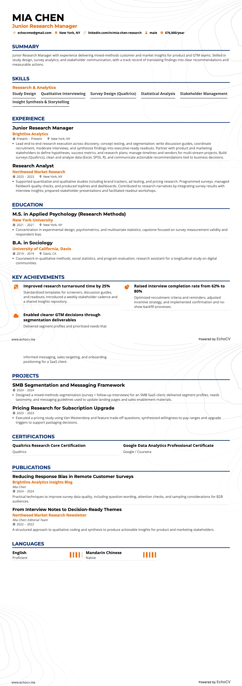Responsabile della ricerca resume example