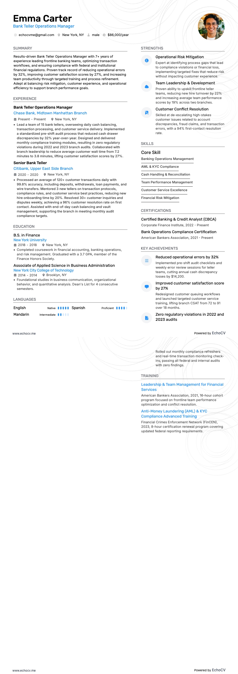 Bank Teller Operations Manager full preview