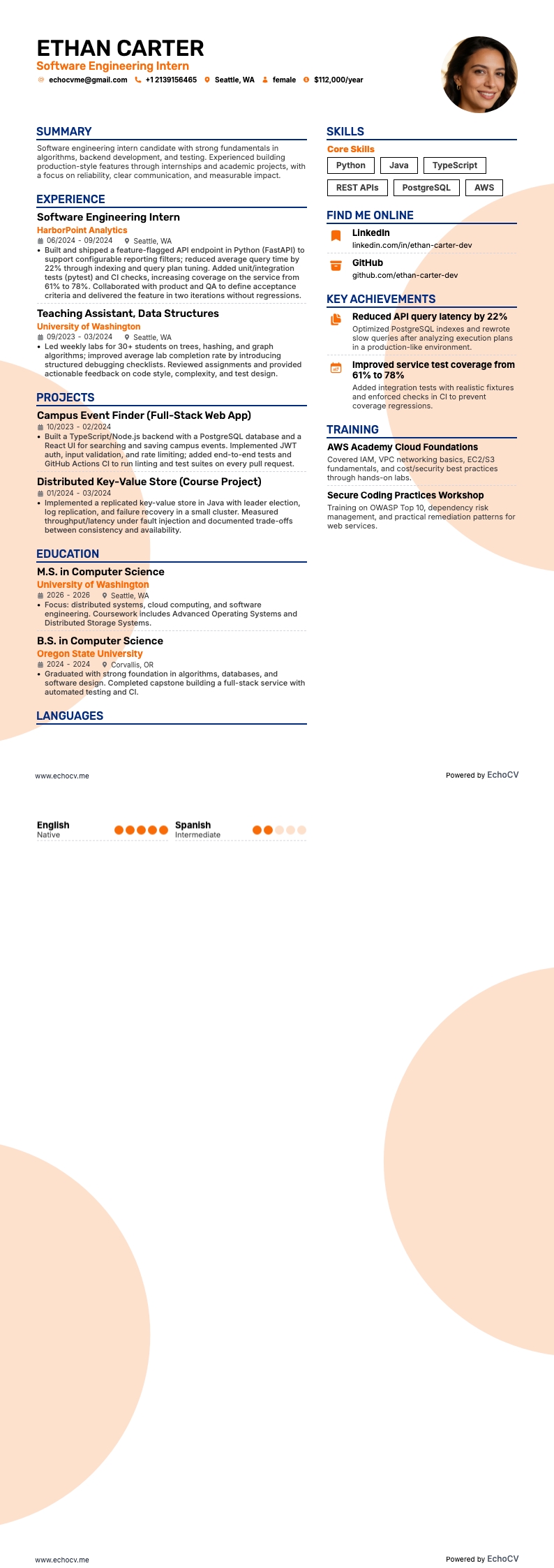 Staff software engineer resume example