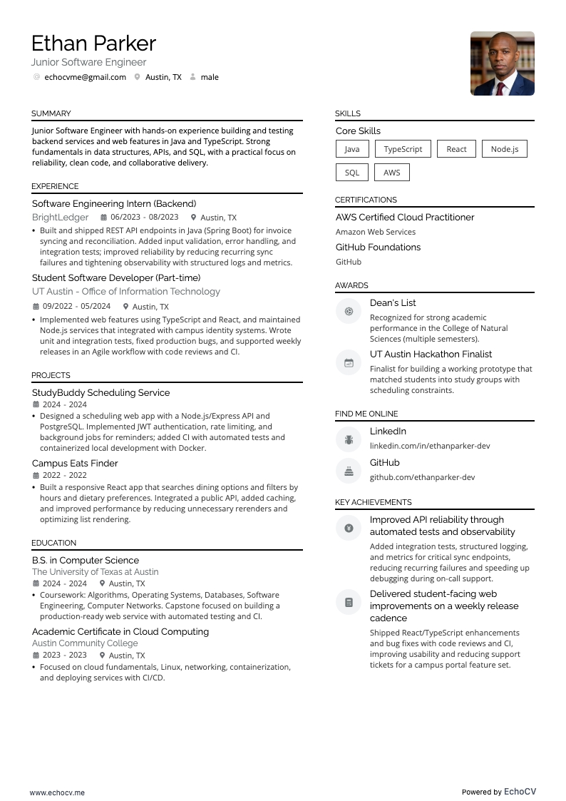 Junior Software Engineer full preview