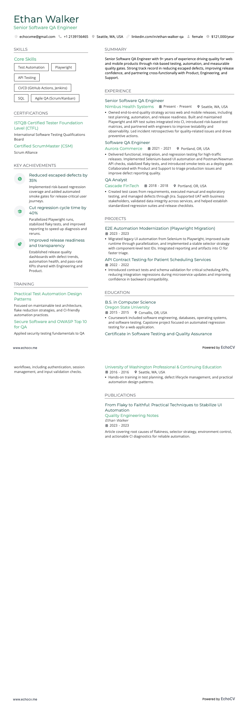 Software-QA-Ingenieur resume example