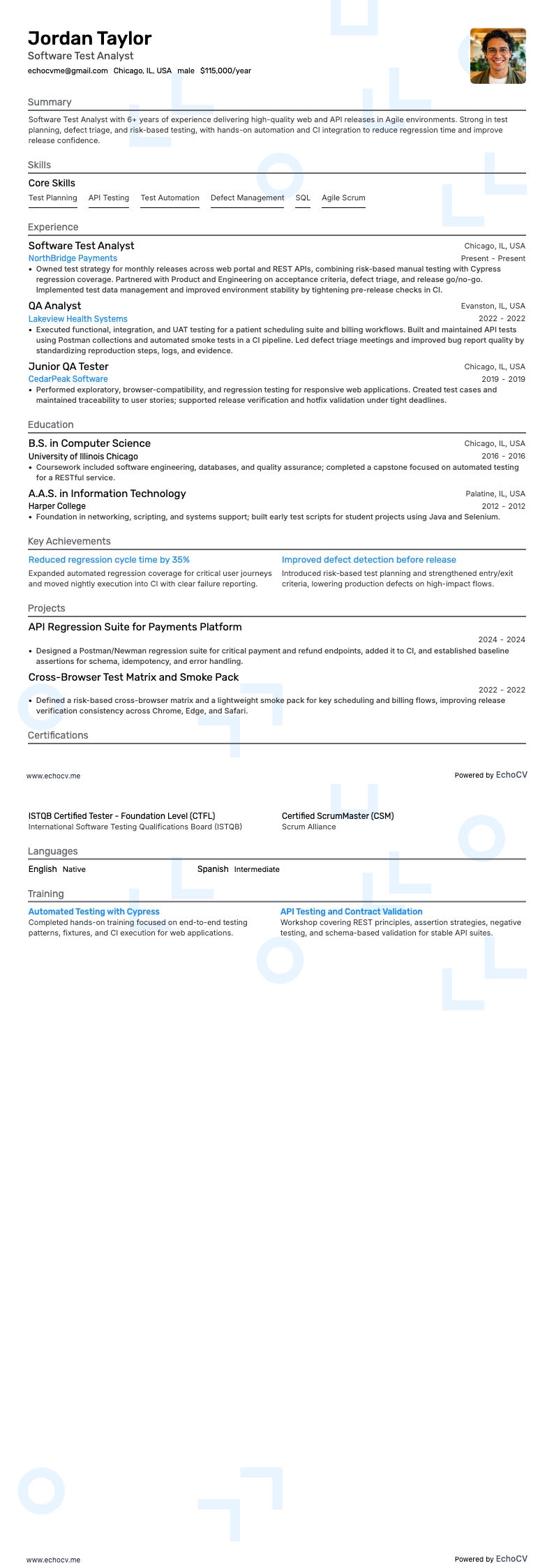ソフトウェアテストアナリスト の全体プレビュー