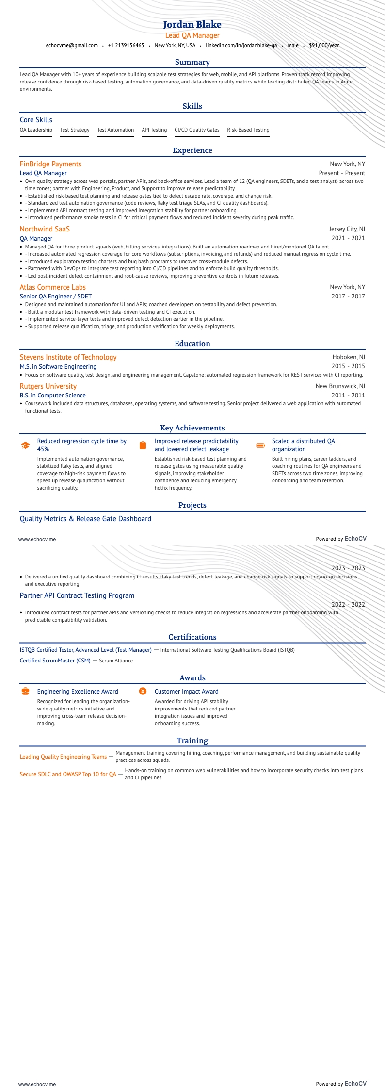 Lead QA Manager full preview