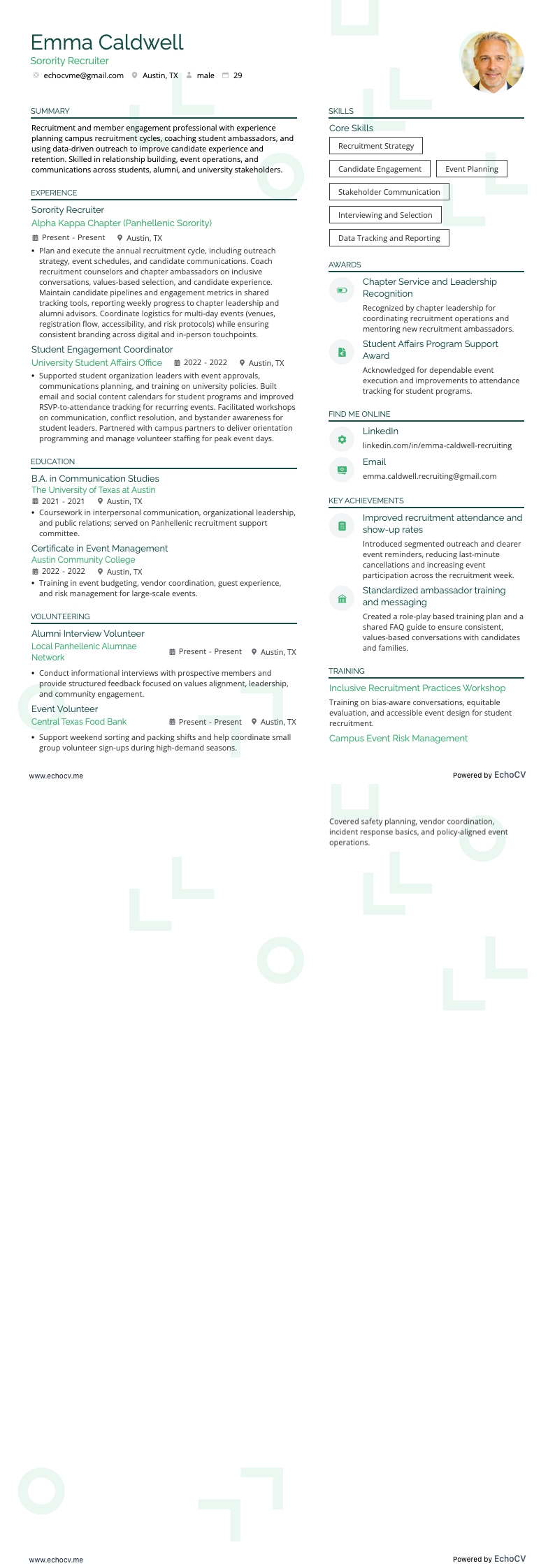 Recruiter resume example