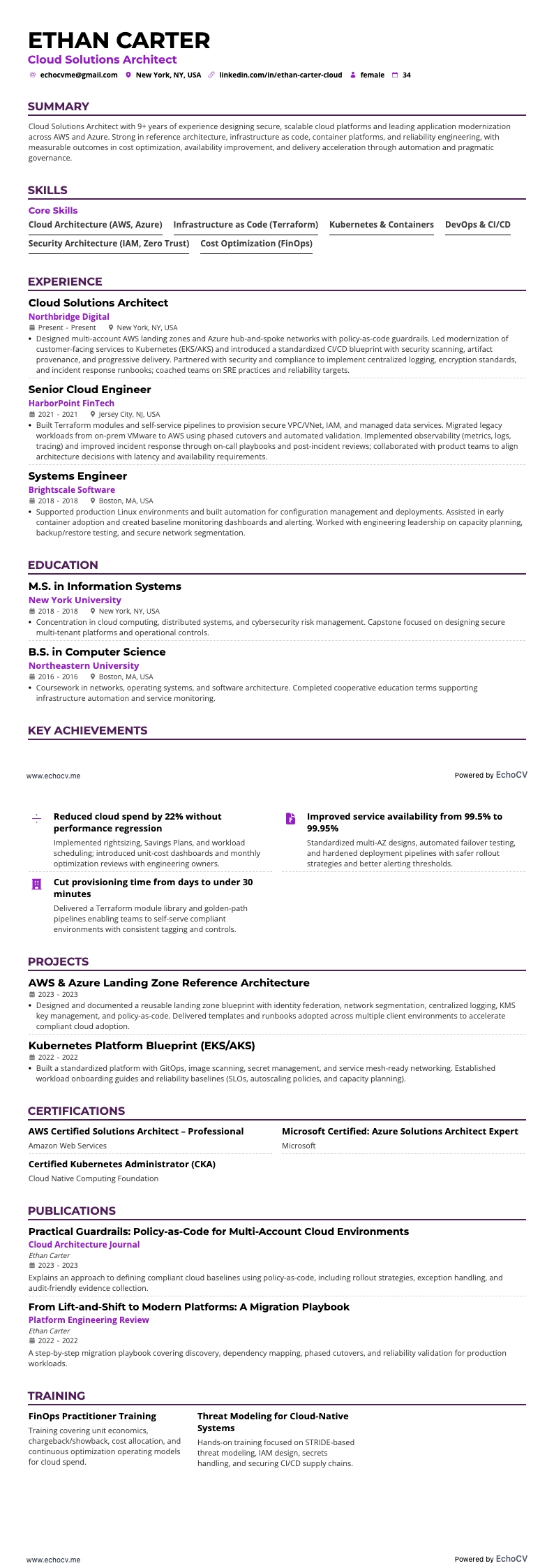 Cloud Solutions Architect full preview