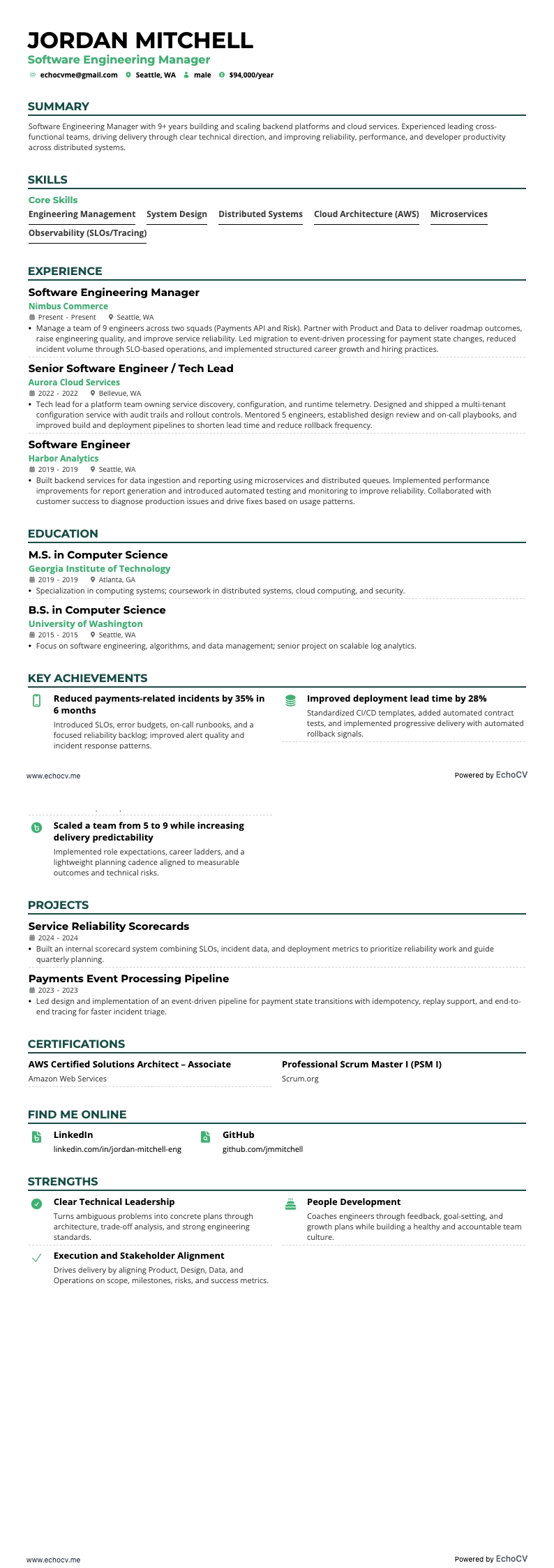 Software Engineering Manager full preview