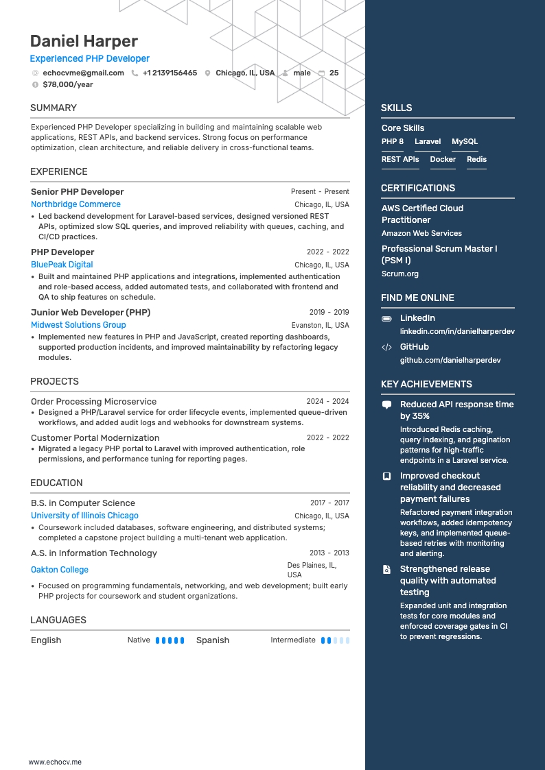 經驗豐富的PHP開發人員