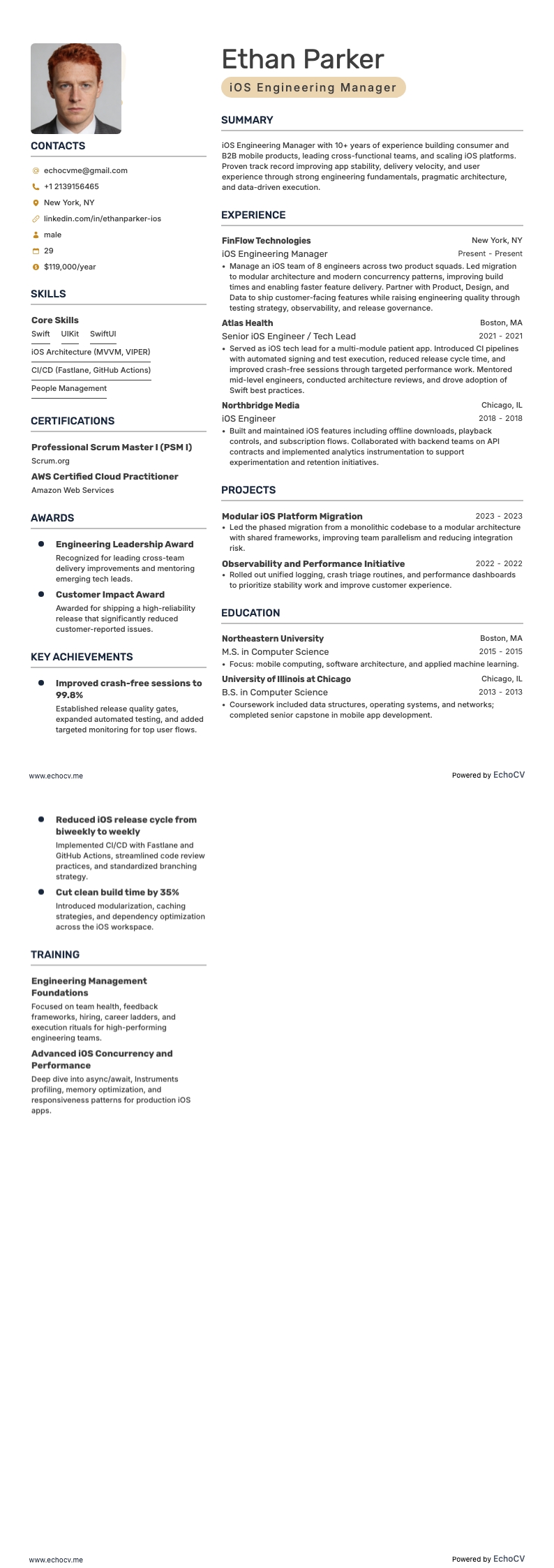 iOS Engineering Manager full preview