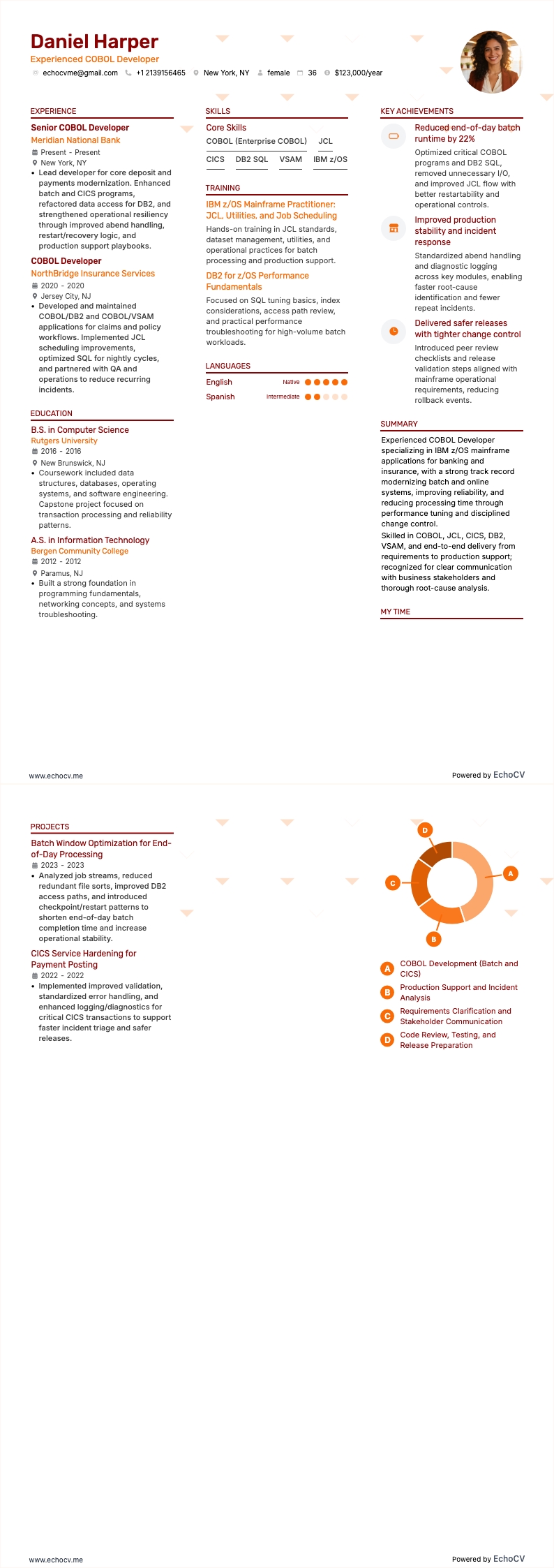 Ervaren COBOL-ontwikkelaar volledige voorbeeldweergave