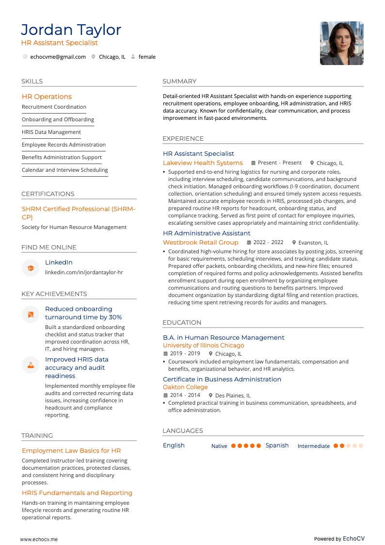 Especialista em Assistência de RH