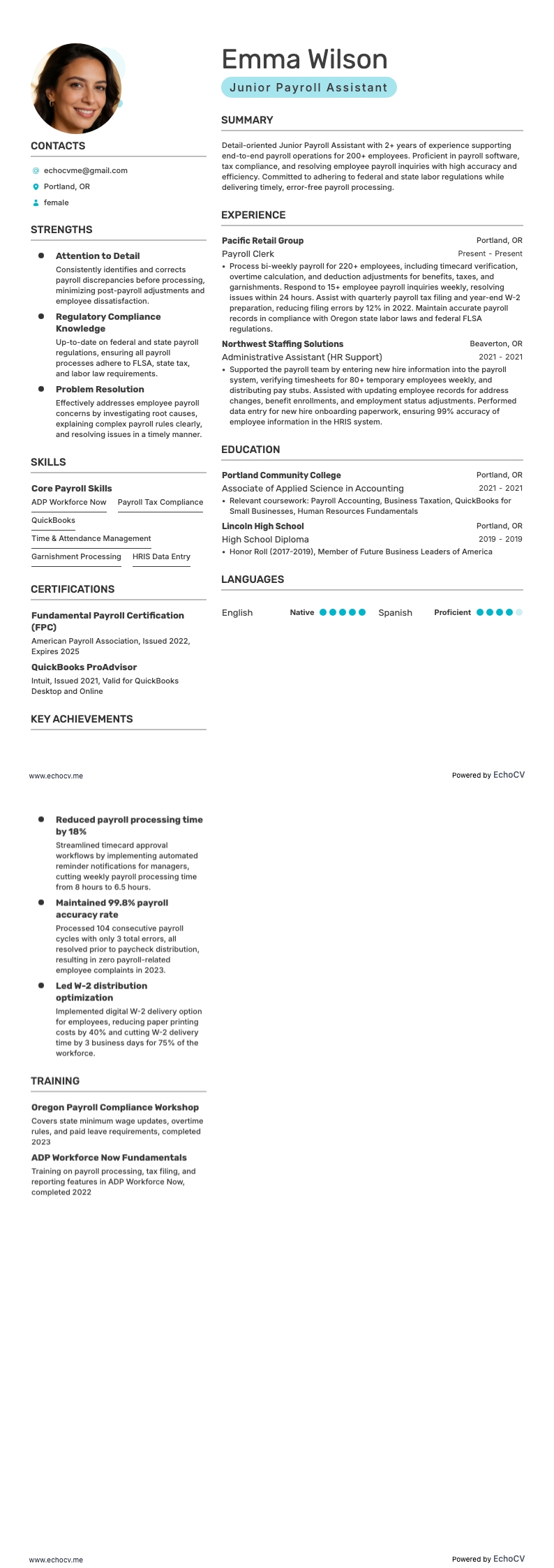 Trợ lý tính lương cấp junior