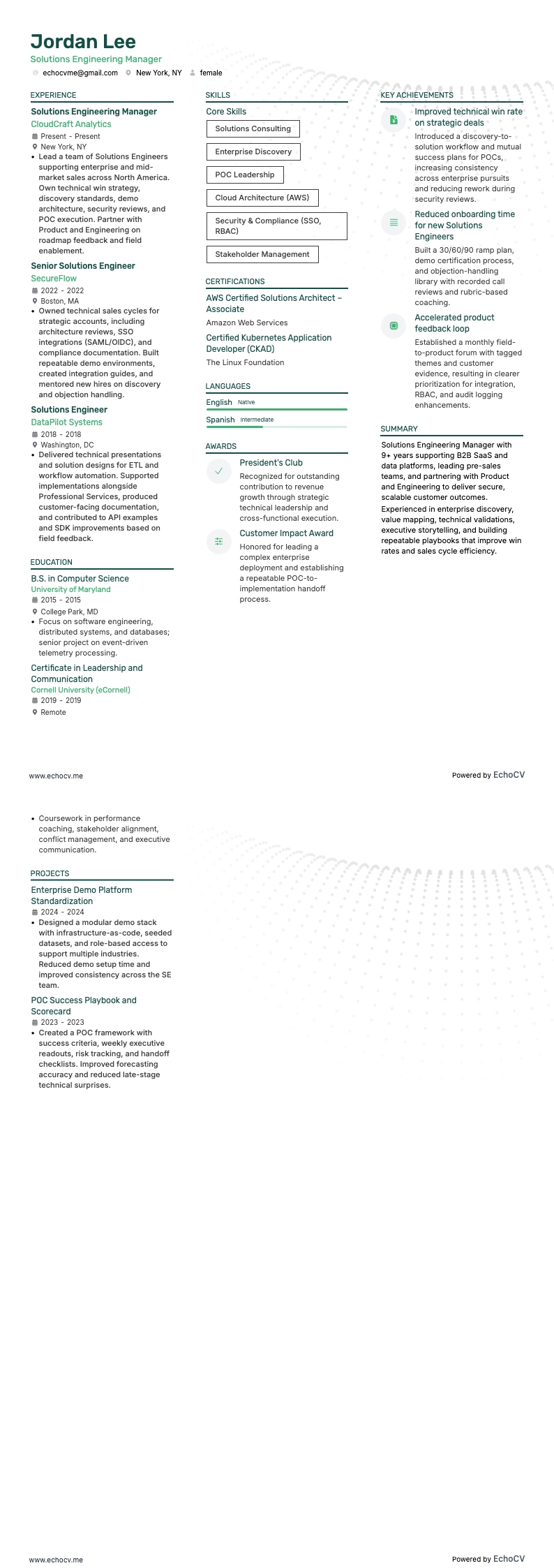 Solutions Engineering Manager full preview