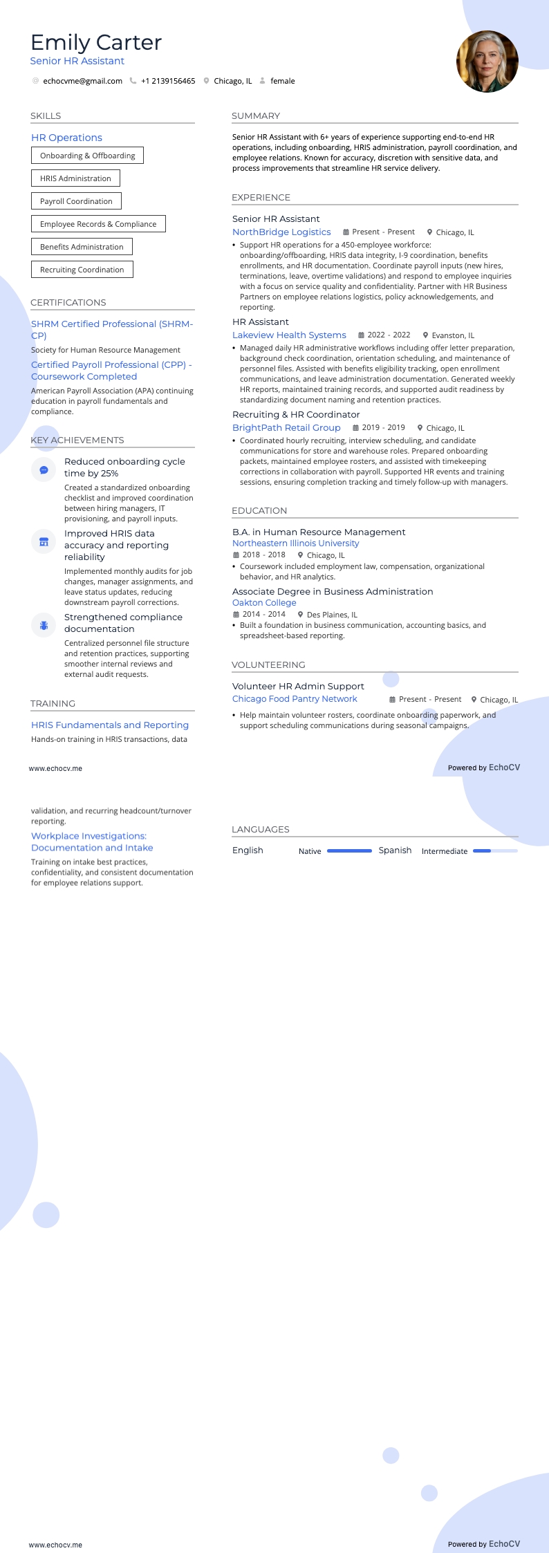 HR-assistent resume example