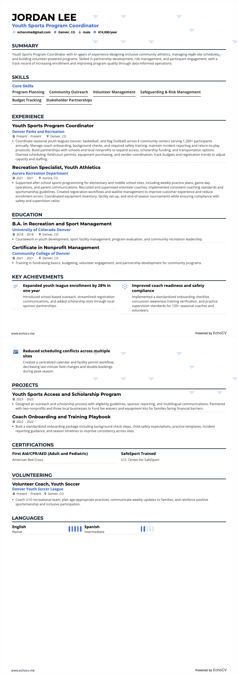 Organisateur communautaire resume example