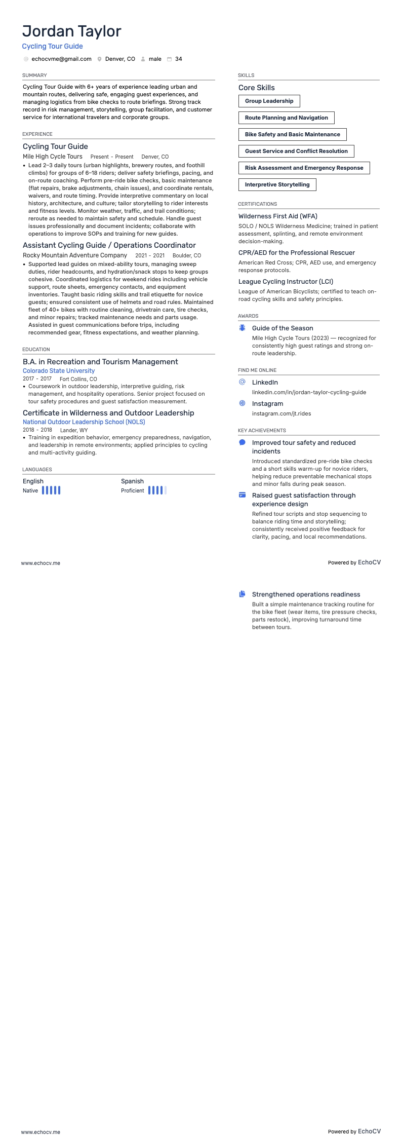 Guide touristique resume example