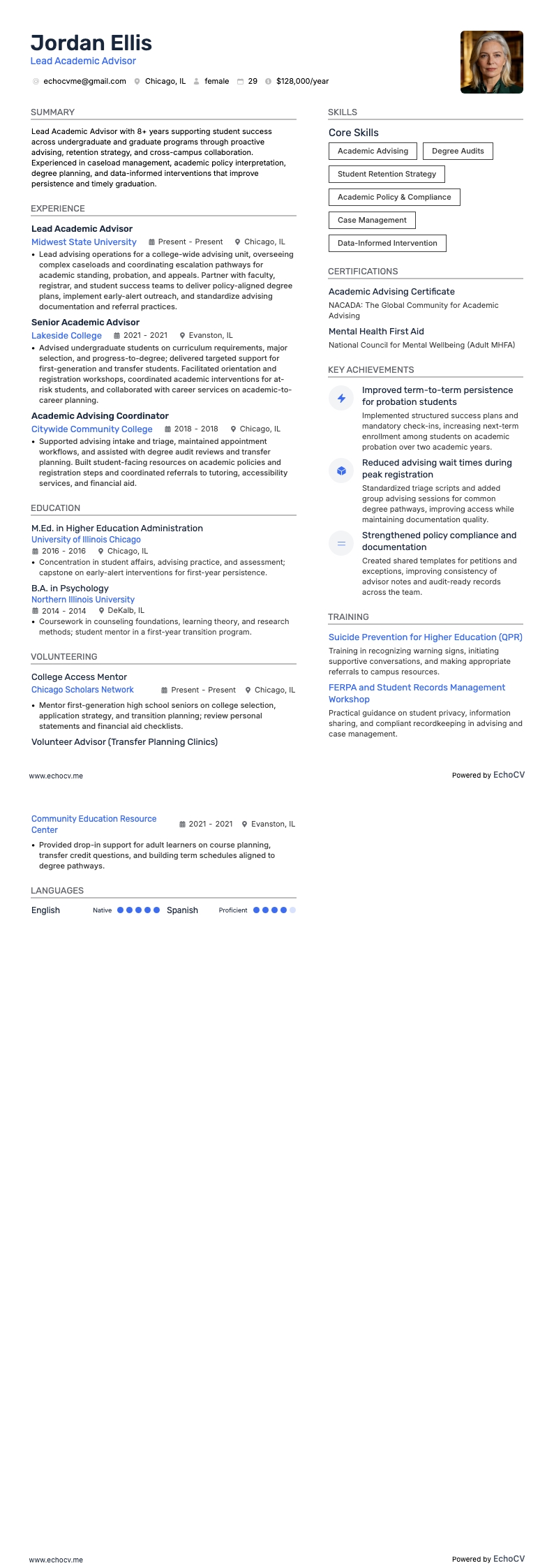 Lead Academic Advisor full preview