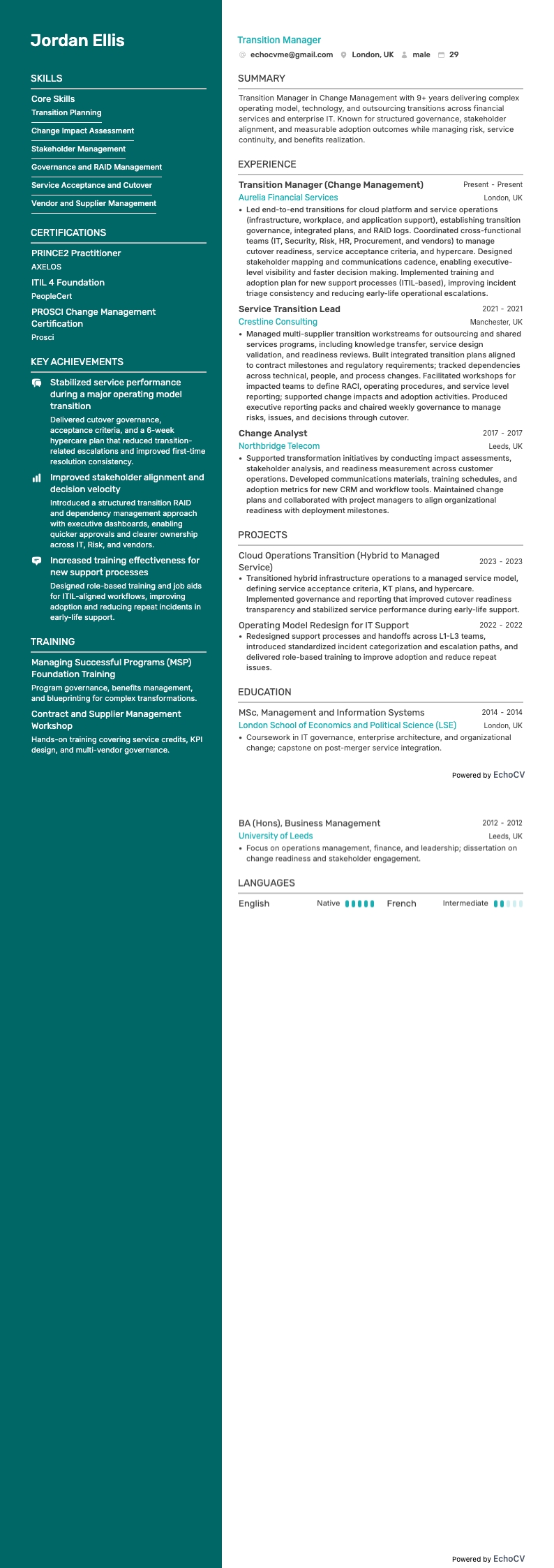 Gerente de Transición