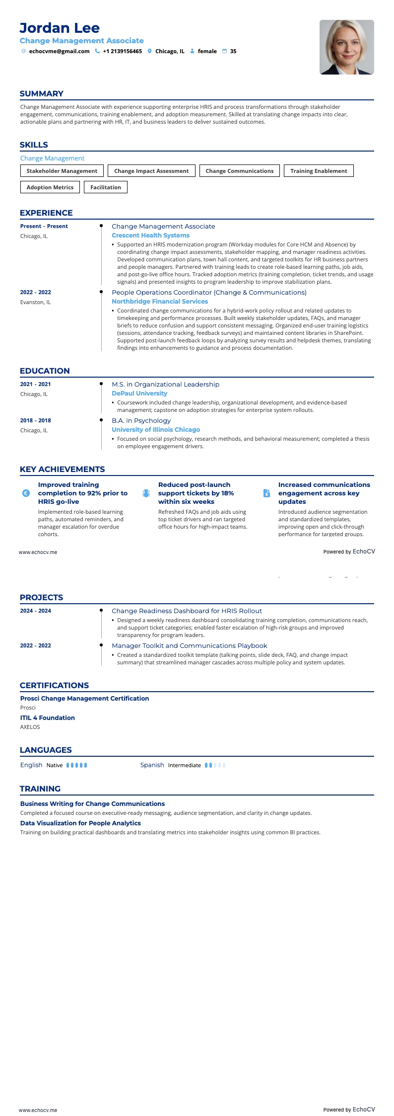 Change Management Associate full preview