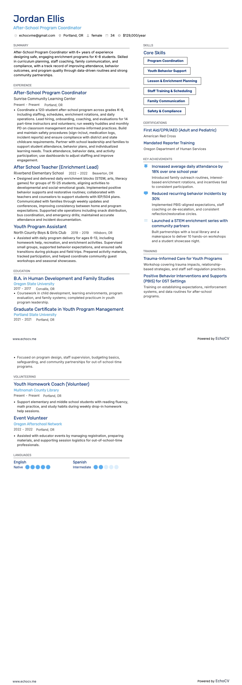 After-School Program Coordinator full preview