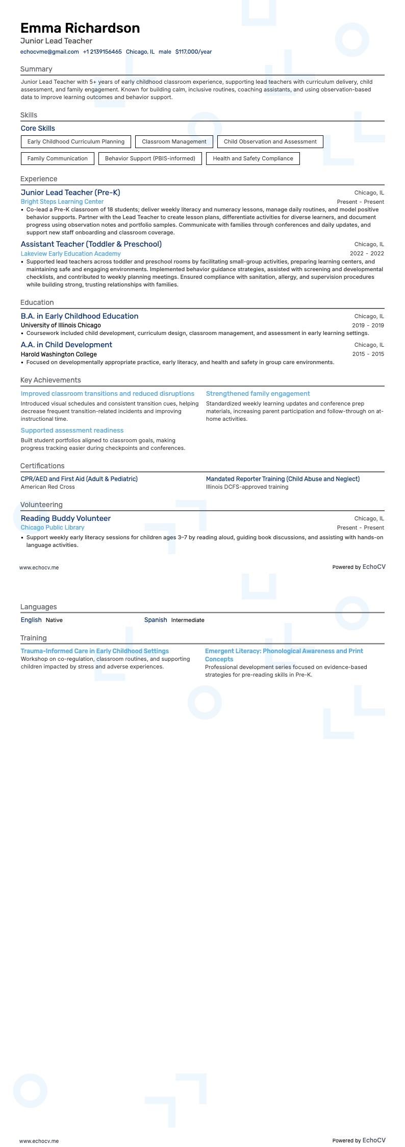 Junior Lead Teacher full preview