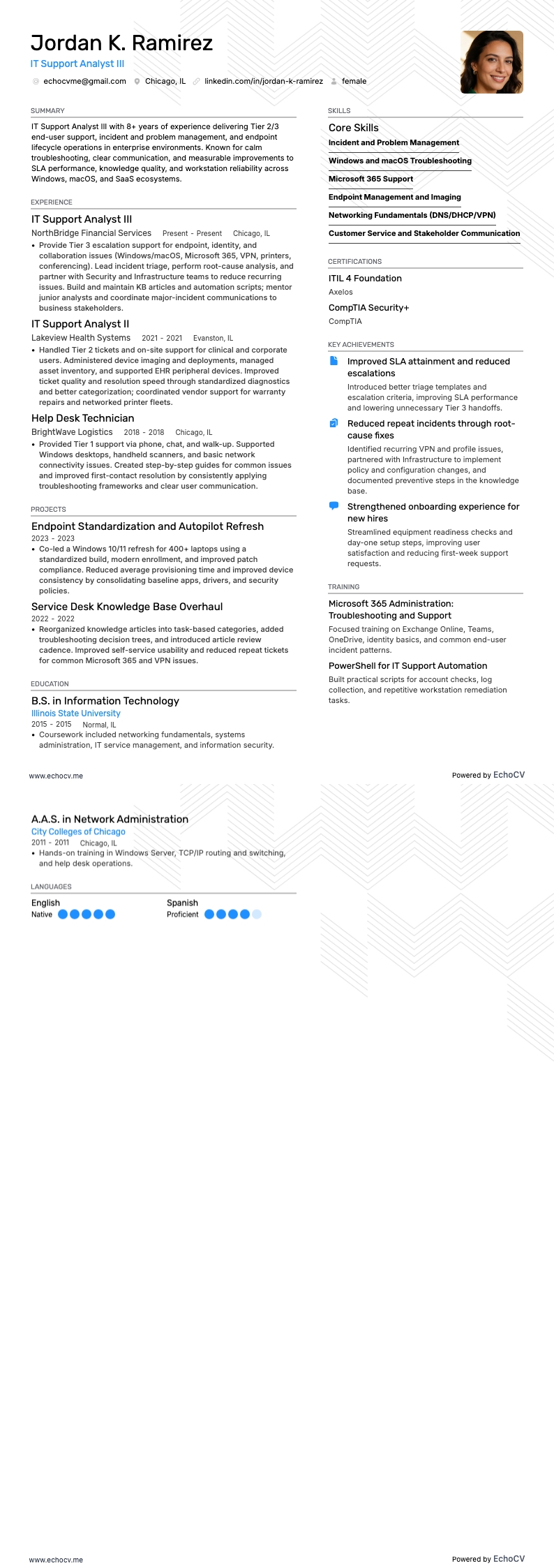 IT Support Analyst III full preview