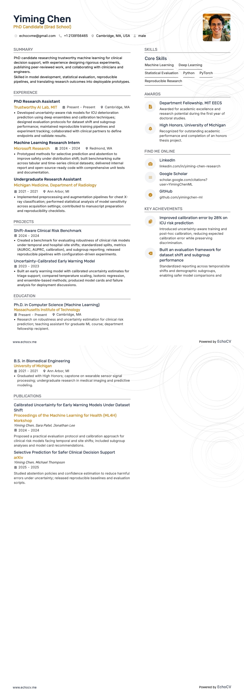 PhD Candidate example resume